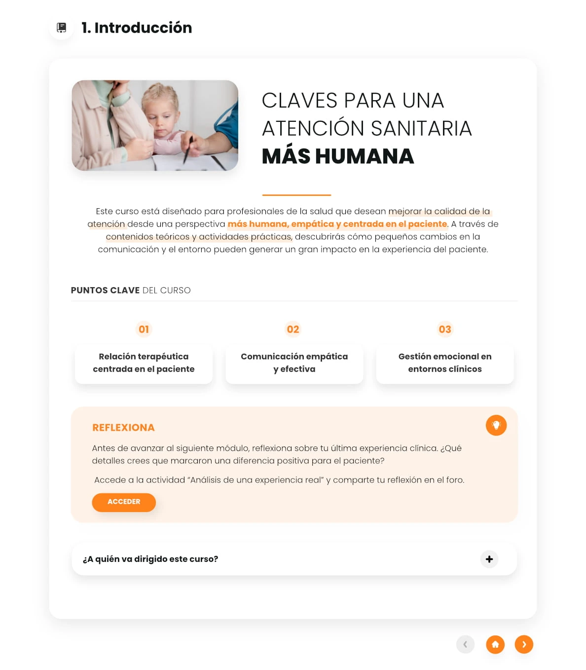 Vista de curso online en pantalla con interfaz clara